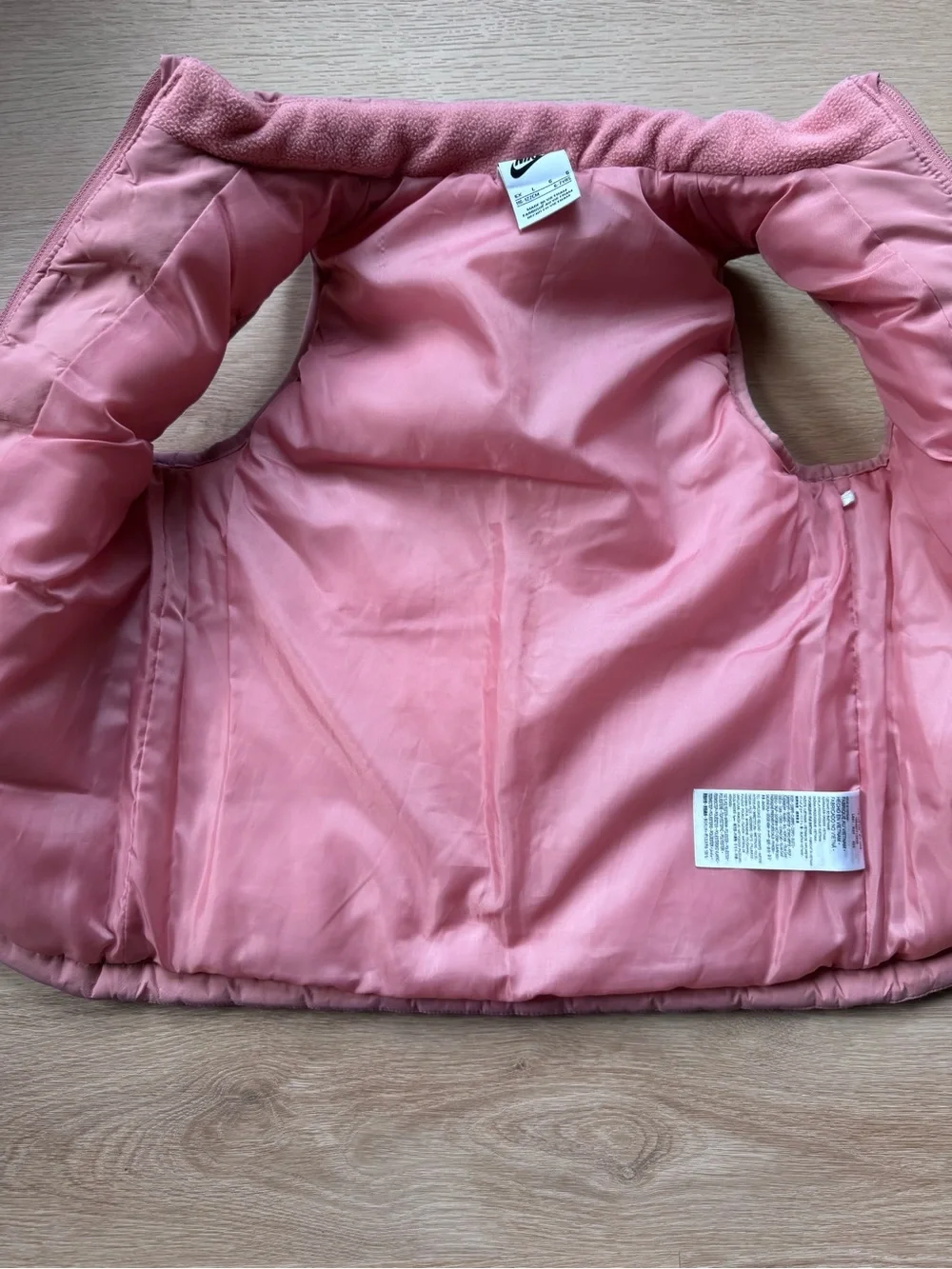 Girls Nike Pink Puffer Vest with Animal Print Yoke - Size 6/7
